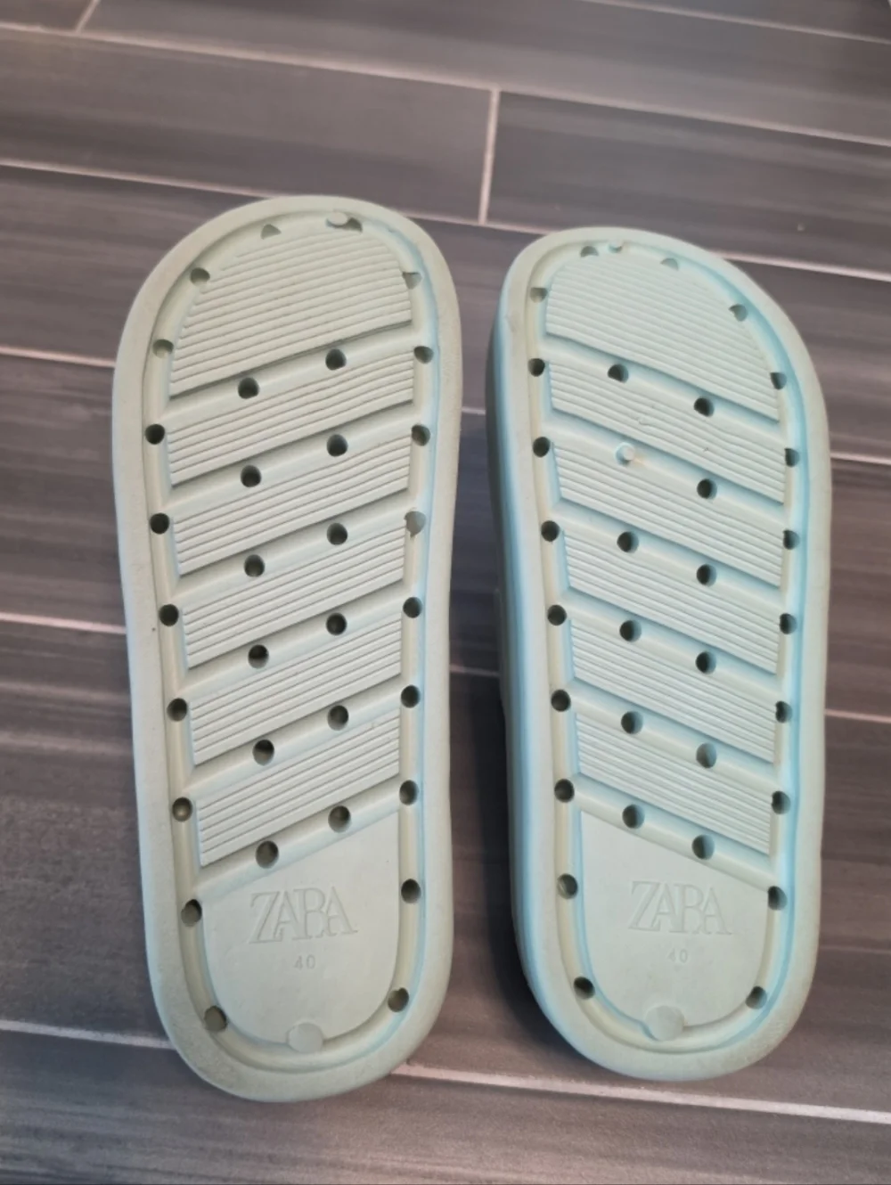 Zara rubberised strappy mint sandals Size 40 - Picture 4 of 5